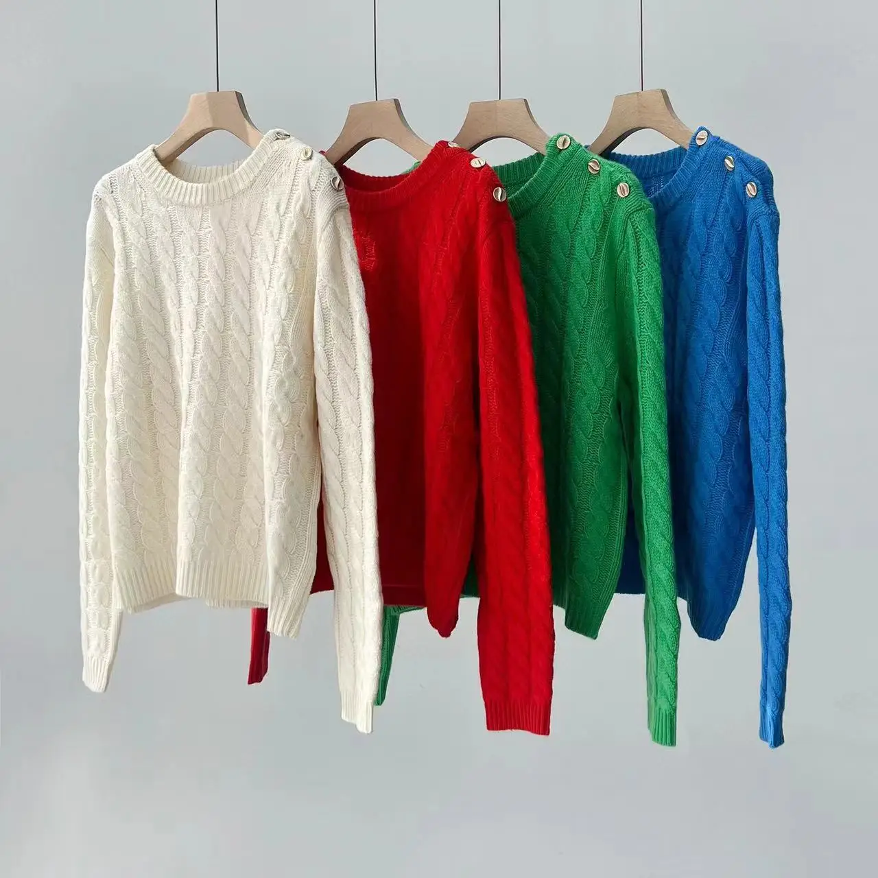 

Fyion High Quality Runway Design Solid Sweater Women 2022 Summer Knitted Jacquard Femme Pullover Long Sleeves Cashmere Sweater