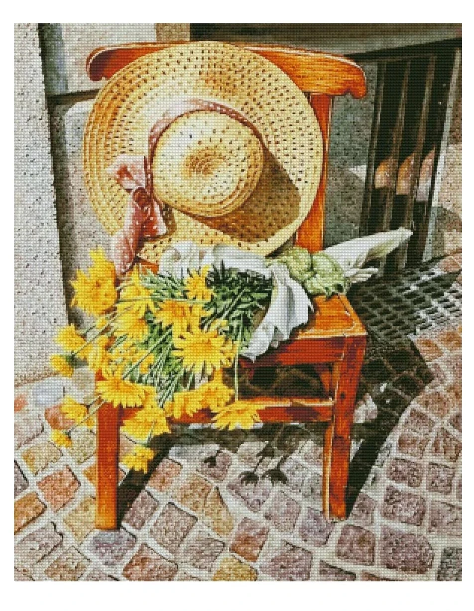 

Hats and yellow flowers 18CT16CT 14CT Unprinted Top Quality Cross Stitch Kits Embroidery Art DIY Handmade Needlework Home Decor