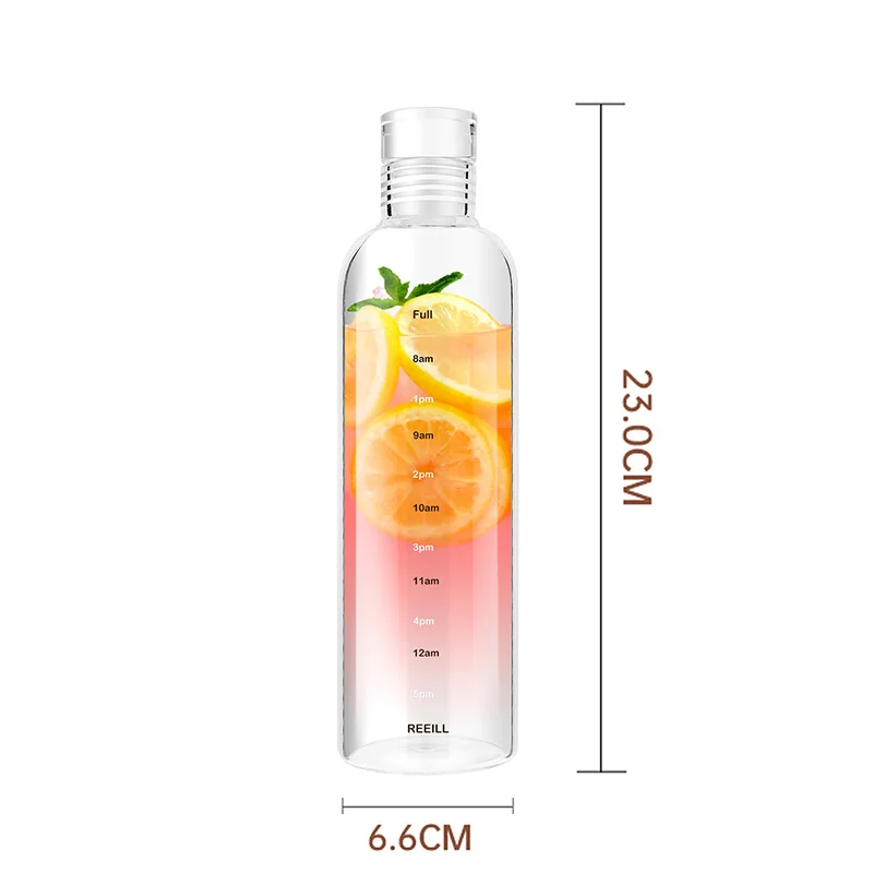 Large Capacity Transparent Water Bottle with Time Marker - Ideal for Milk, Juice, or Hydration