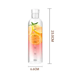 Large Capacity Transparent Water Bottle with Time Marker - Ideal for Milk, Juice, or Hydration (500ML)