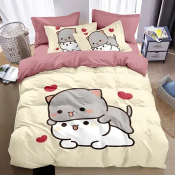 Cartoon Cute Bubu Dudu Duvet Cover Set, Comforter Bedding Sets Soft Quilt Cover and Pillowcases 75*50 Single/Double/Queen/King 1