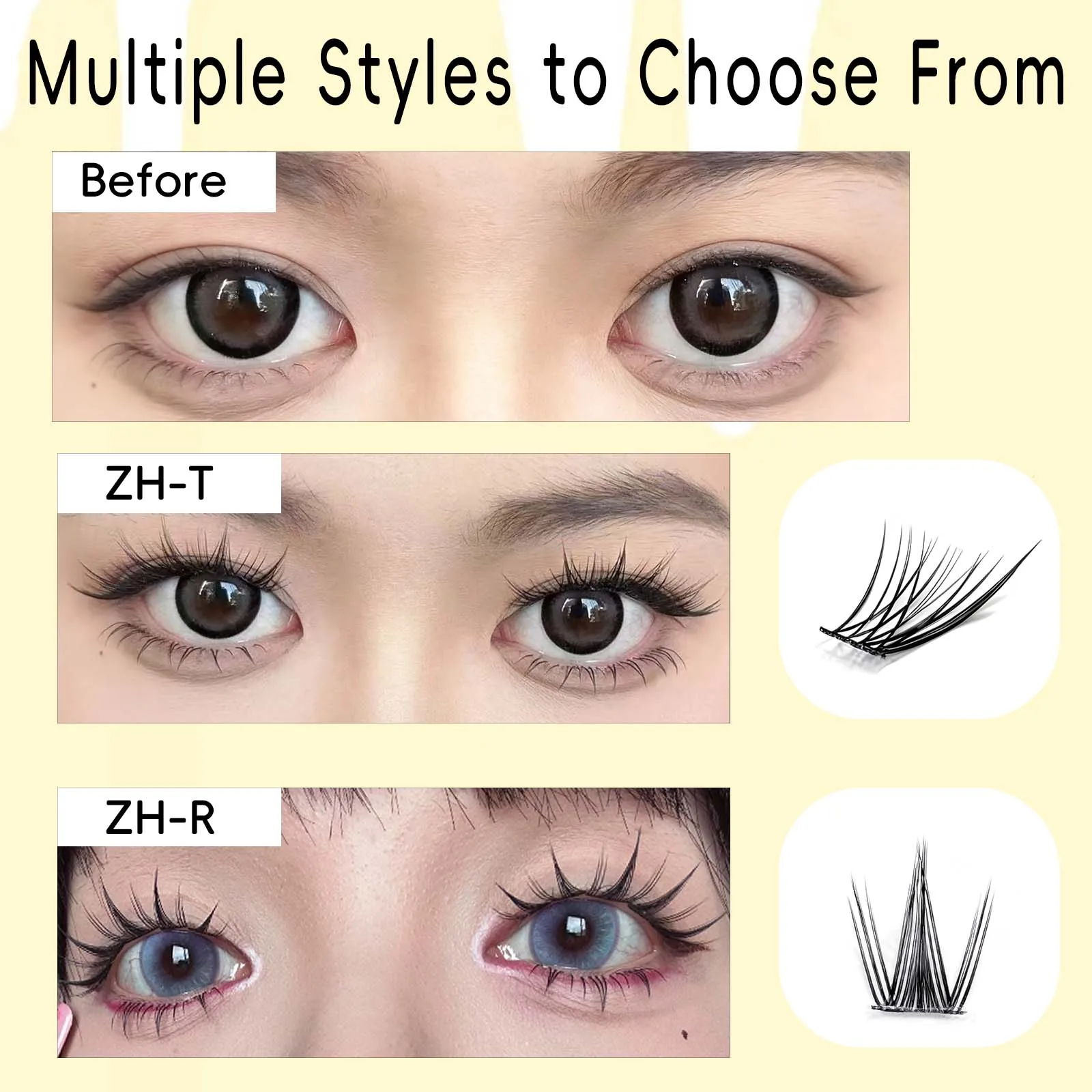 DIY 인조 속눈썹 20줄 자연스러운 길이 조합 재사용 가능 다양한 스타일 제공 인조 속눈썹
