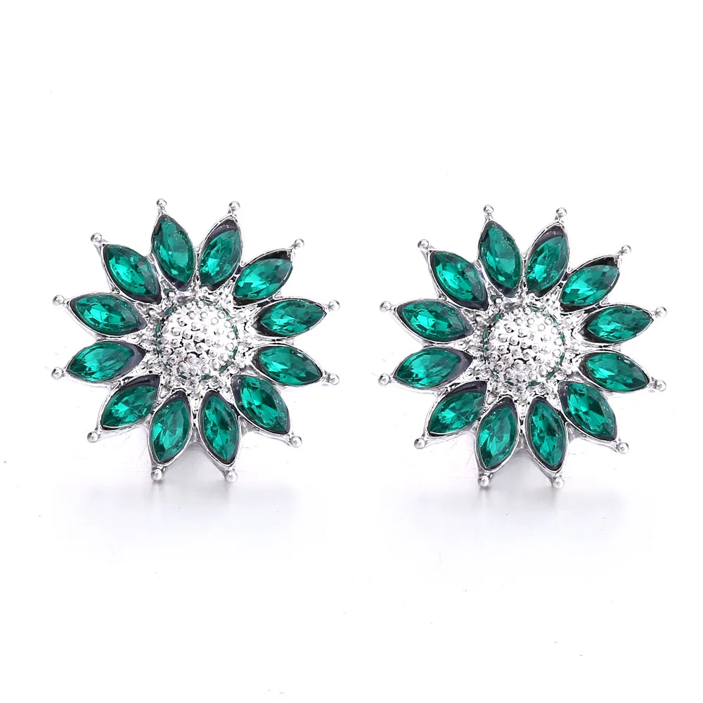 20pcs 12mm Snap Buttons Jewelry Round Metal Rhinestone Sun Flower Mini 12mm Snap Buttons Bracelets Necklaces