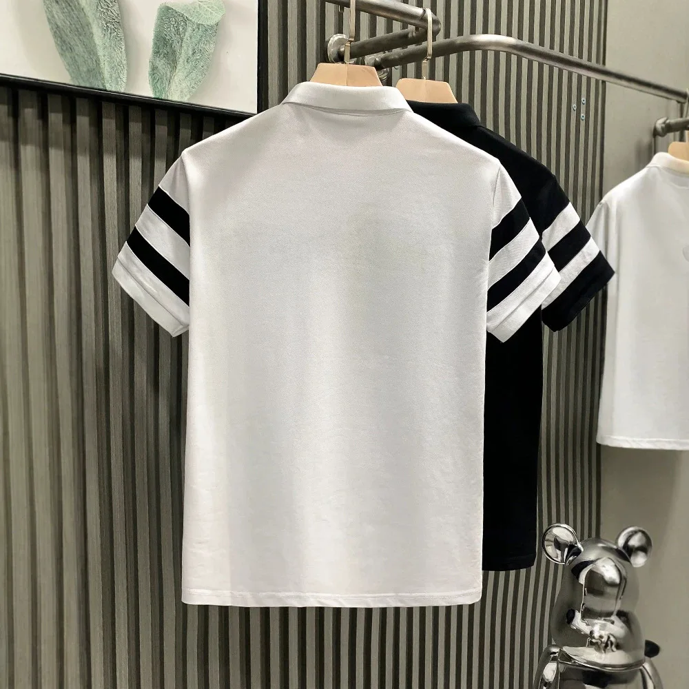 Polo Ricamata da Uomo, T-Shirt Casual Slim Fit a Maniche Corte, Nuovo Stile Cinese con Design a Fiori di Prugna, Novità Estiva - immagine 4