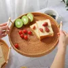 Vietnamese Rattan Tray Vine Woven Storage Double Ear Practical Desktop Tray Basket Bread and Fruit Dim Sum Picnic Simple Storage 4