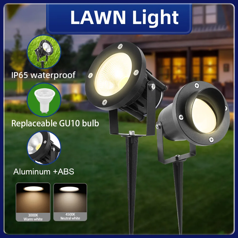 Lawn Lamp 85-265V Outdoor LED Lawn Light GU10 Replaceable Bulb Pathway Lamp Waterproof Garden Patio Lamp Landscape Spotlight Walkway Yard