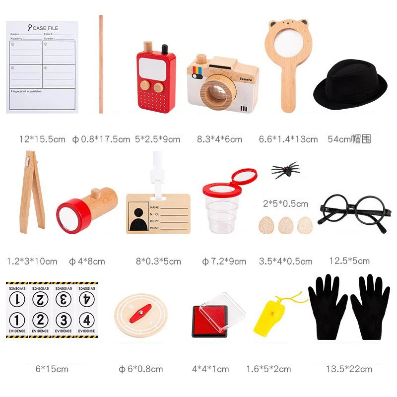 Wooden Toy Detecvtive Pretend Play Game Kids Role Play Houseplay Toy Educational Early Learning Wooden Logic Training Game