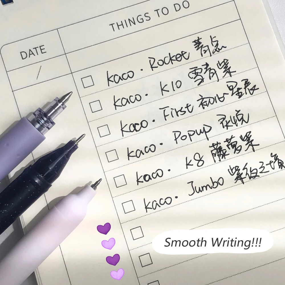 6 Pcs/Set Minimalist Purple Style Gel Pen Smooth Writing Quick-Drying 0.5mm Black Ink Pens for Student Office Writing Stationery