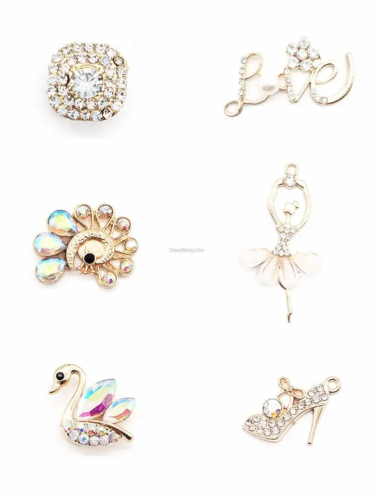 NEW Fashion Shoes Charms Designer Croc Charms Bling Rhinestone Girl Crystal  Diamond Gem Decoration Metal Pearl Crown Accessories - AliExpress
