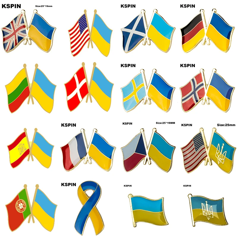 Английская Великобритания Украина дружба флаг лацкан заколка значок брошь