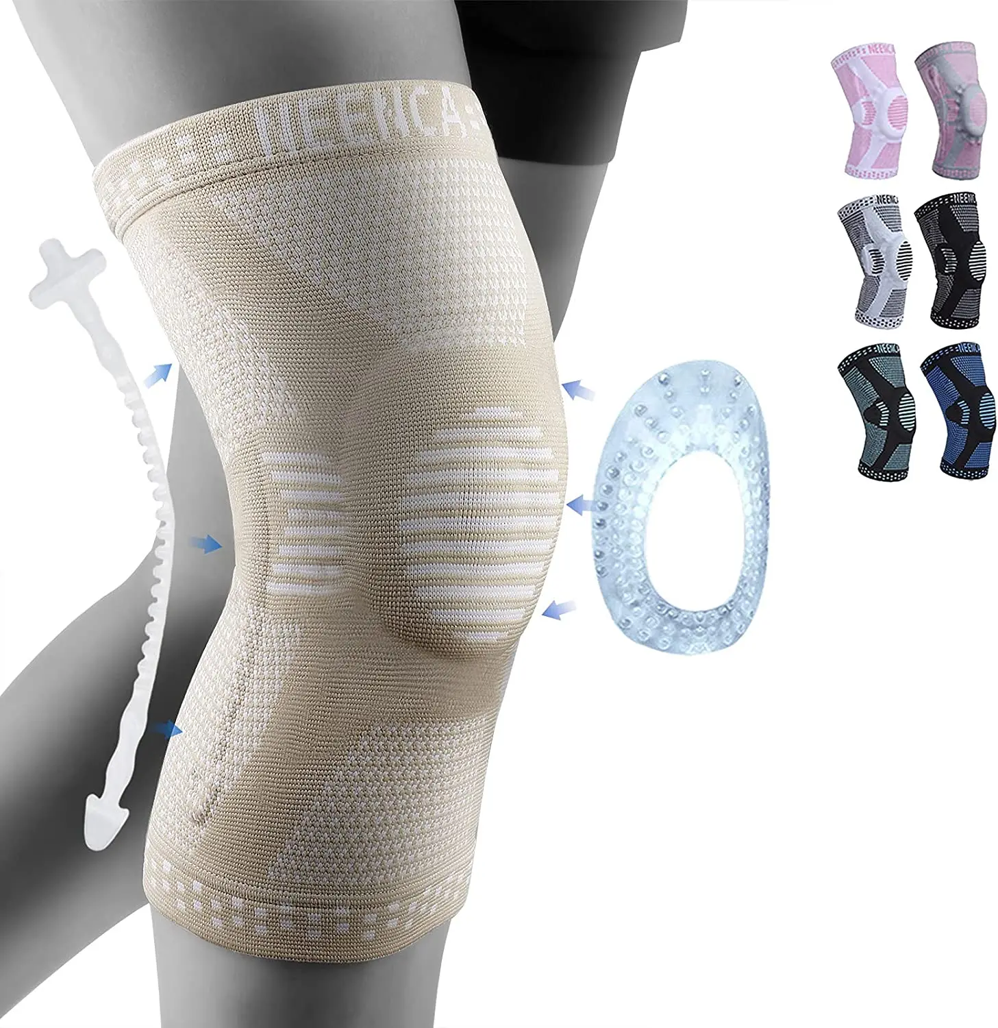 Copper Knee Brace with Patella Gel Pad & Side Stabilizers