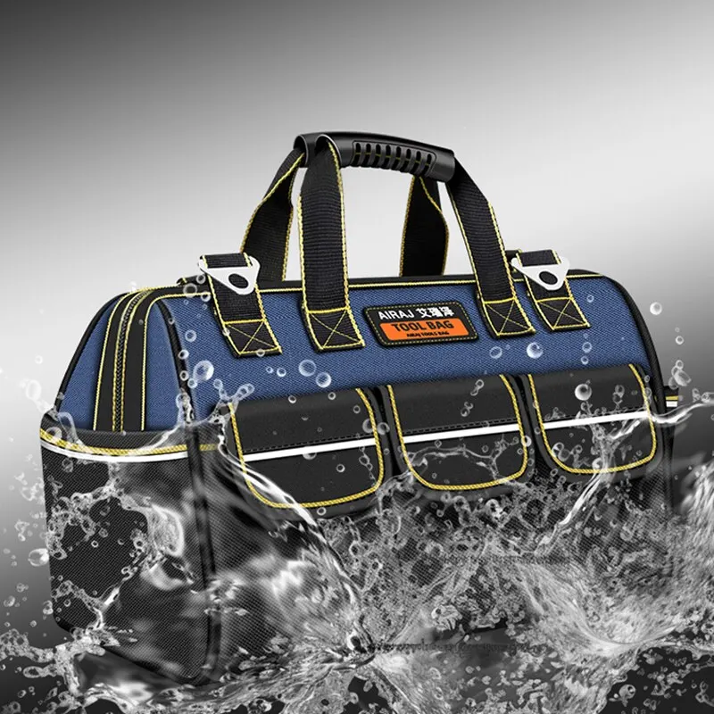 Tool Bag Tool Bags Storage Bag Tool Kit Bag Electric Tool Bag Electricians Pouch Tool Case AIRAJ Tool Bag Strong Multi-Function 1680D Oxford Cloth Waterproof Electrician Bag Multi-Pocket Anti-Fall Storage Bag