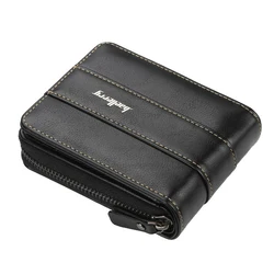 Baellerry Men's PU Leather Trifold Wallet - Slim RFID Blocking Organizer with Multi - Card Capacity (Black)