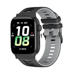 Silicone Sports Strap for Smartwatch - Durable Watchband and Bracelet Accessory (Black gray)