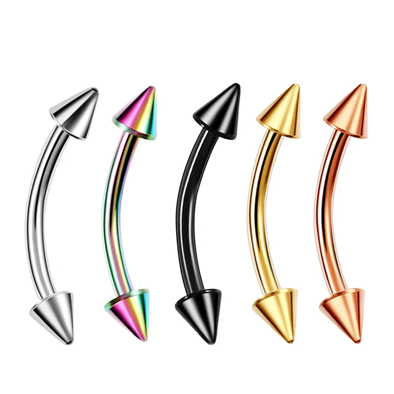 Body Piercing Jewelry 1/5Pcs Eyebrow Lip Piercing Banana Shape Lip Ring Stainless Steel Curved Barbell Stud Helix Navel Cartilage Earring