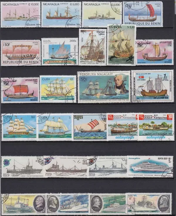 50Pcs/Lot Boat Ship Sail All Different From Many Countries NO Repeat Postage Stamps for Collecting