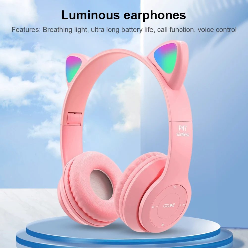 Cute Cat Ears Wireless Headphone Kids Girls Stereo Music Headset 2