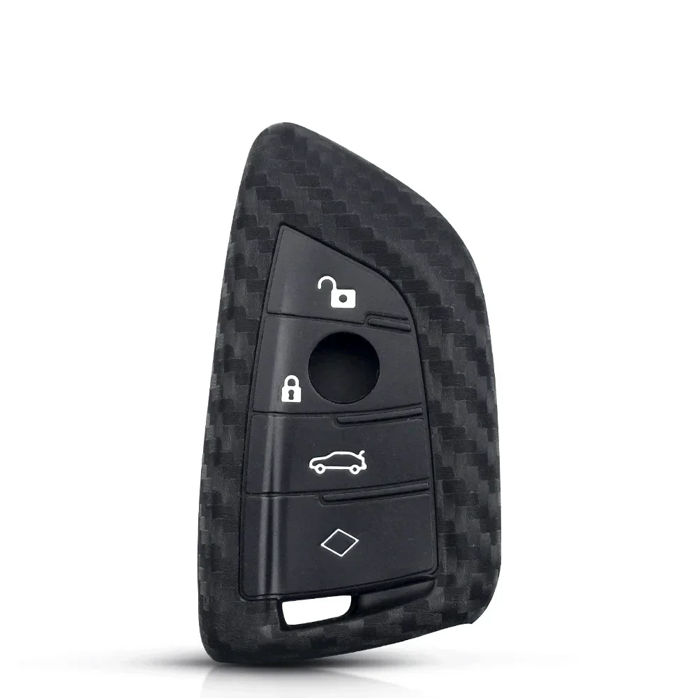 KEYYOU-3/4 BT 탄소 섬유 실리콘, BMW X1 X3 X4 X5 X6 F15 F16 F48 G30 G38 525 540 740 1 2 5 7 시리즈 키 보호 케이스