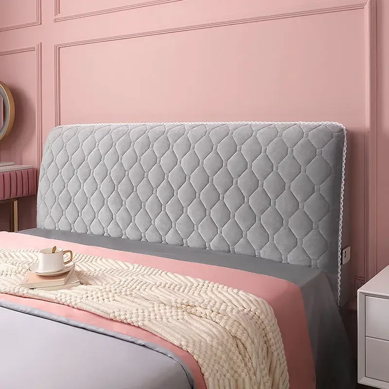 Velvet headboard cover bed headboard cover Soft Thicken Velvet Quilted Headboard Cover Solid Color All-inclusive Universal Bed Head Cover Luxury Bed Back Protector