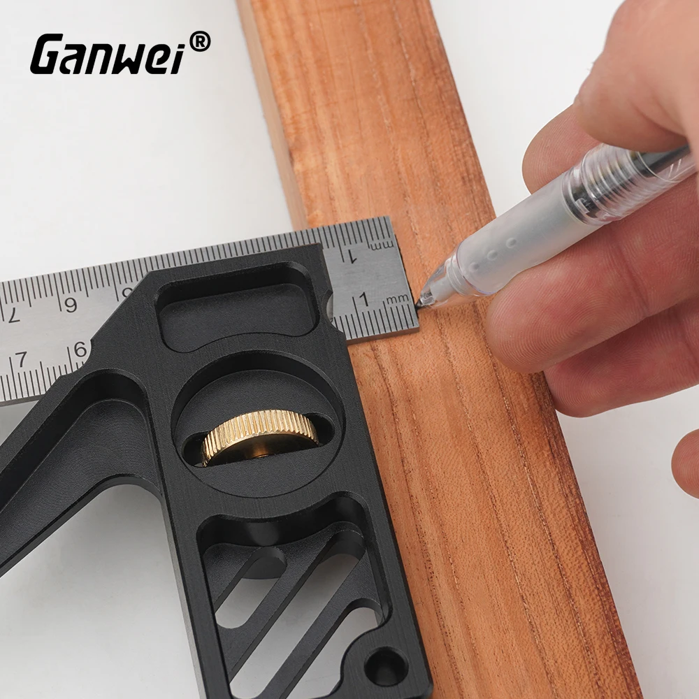 300mm Adjustable Stainless Steel Aluminum Alloy 45/90 Degree Multi-function Movable Square Ruler Woodworking Measuring Tool