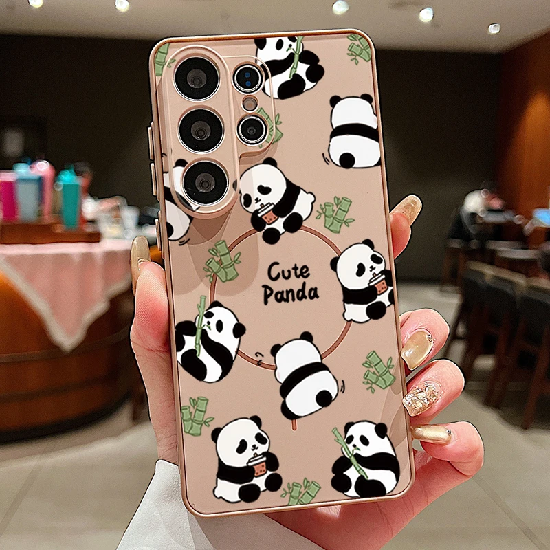 Magnetic Cute Panda Pattern Phone Case Cover