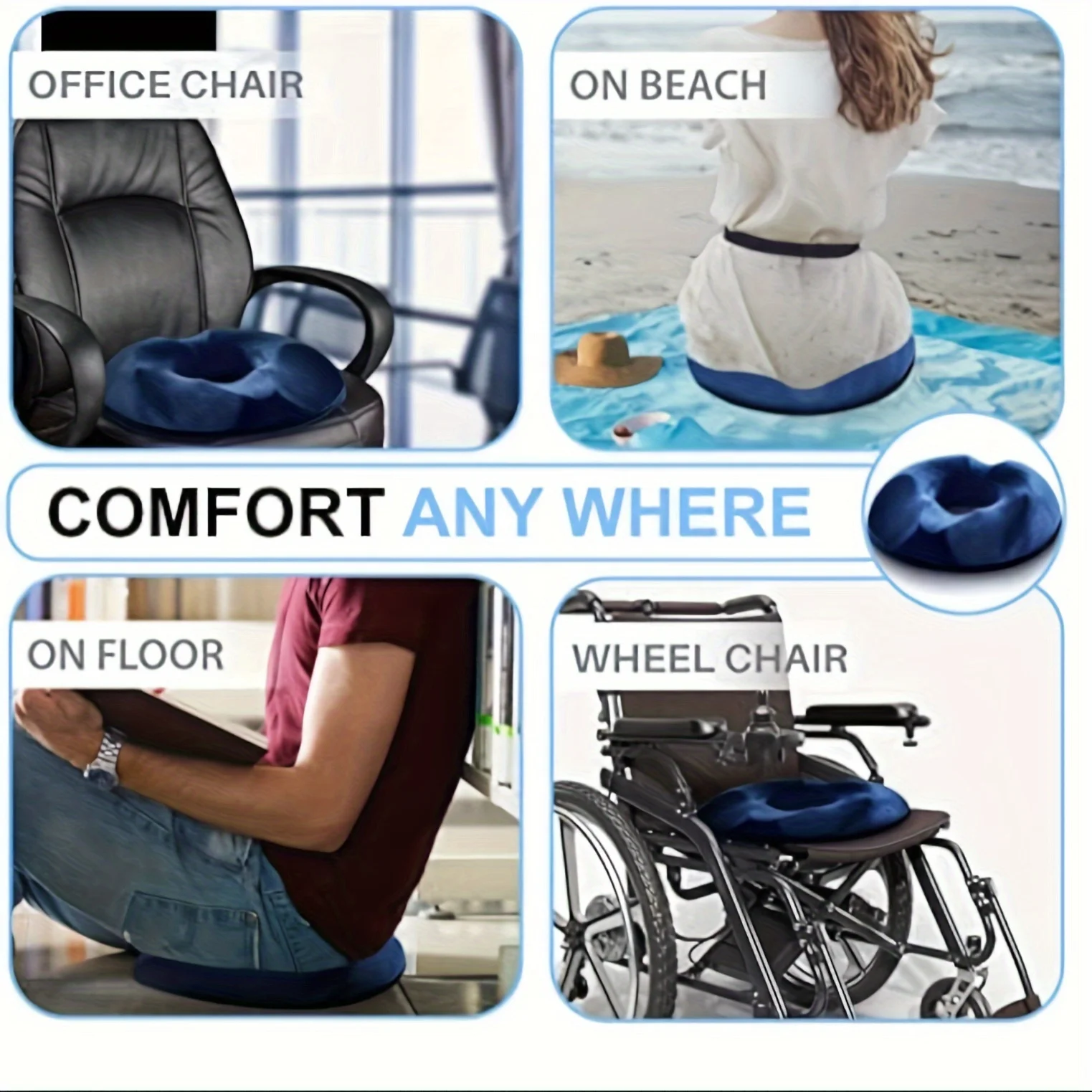 Ergonomisches Memory Foam Donut-Sitzkissen, Steißbeinunterstützung