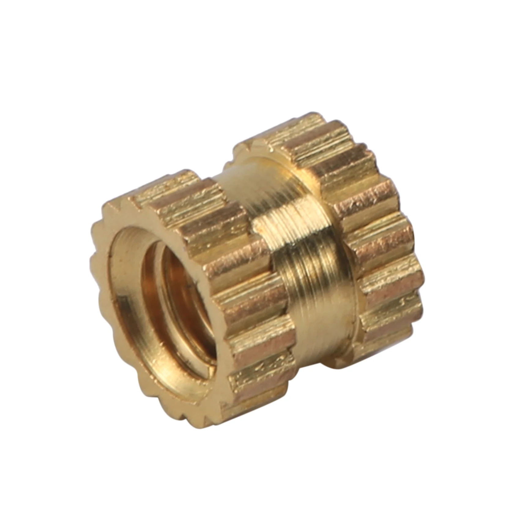 M2 x 3mm Brass Cylinder Knurled Threaded Round Insert Embedded Nuts 100pcs