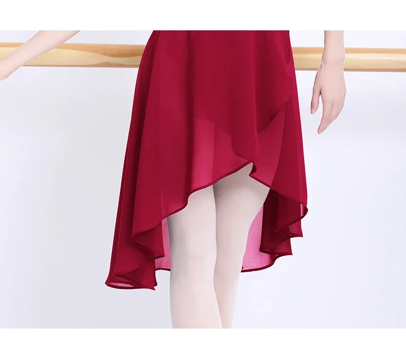 Ballettrock mit verstellbarer Taille für Damen und Erwachsene, Chiffon-Tanzrock, Tutu-Wickel-Übungsrock mit transparenter Schicht – Detail 5