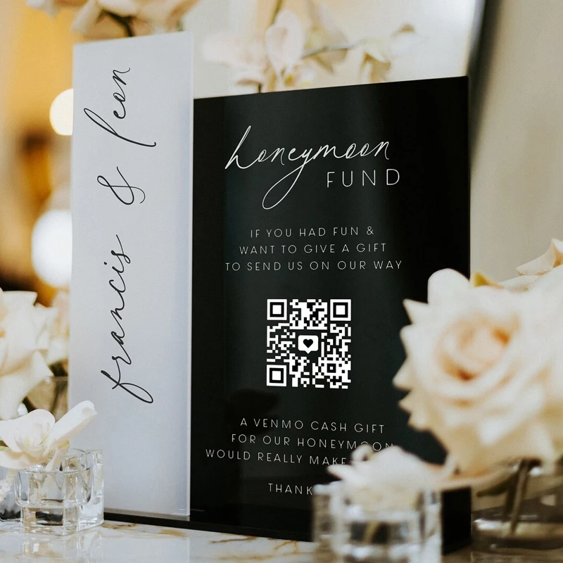 Wedding Honeymoon Fund Sign Honeymoon Fund QR Code Sign Venmo QR Code Wedding Sign Modern Wedding Sign QR Code Sign Table Decor