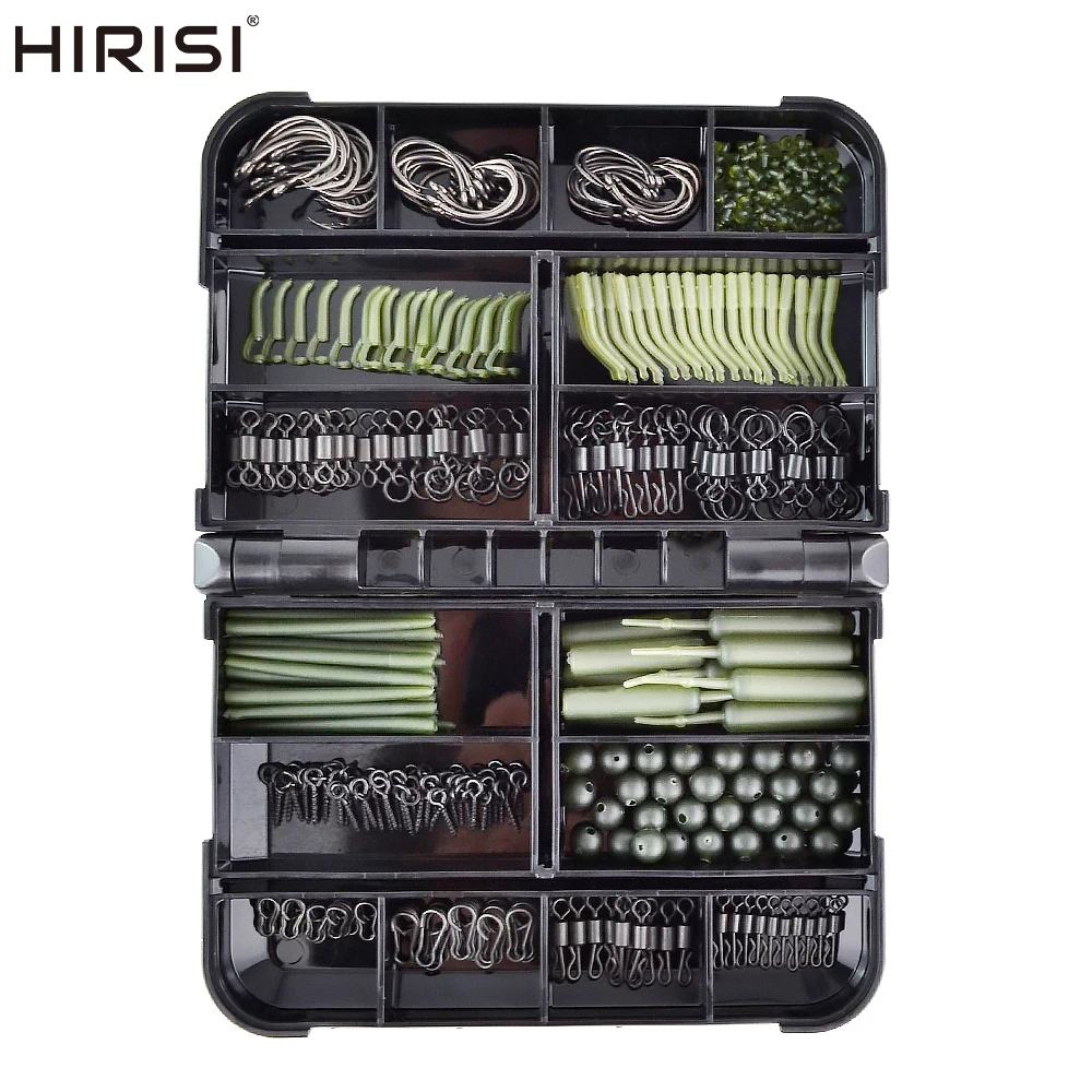 Carp Fishing Tackle Accessories All-in Kit Fishing Swivels and Snaps Rubber Anti Tangle Sleeves Fish Hook Stop Beads