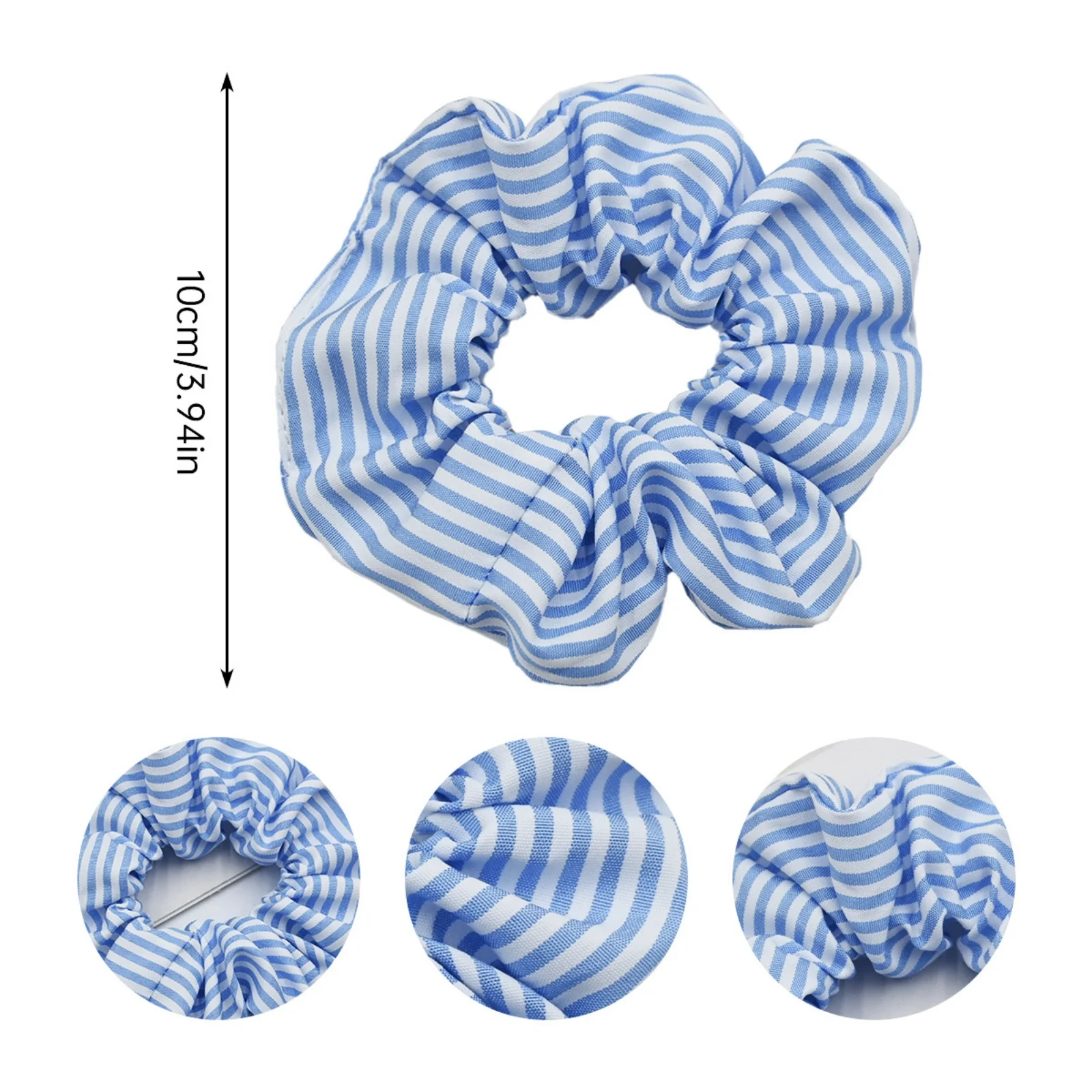1PC Blue Series Hair Scrunchies Collection - 4 Styles (Floral/Striped/Checkered), Trendy Hair Accessories