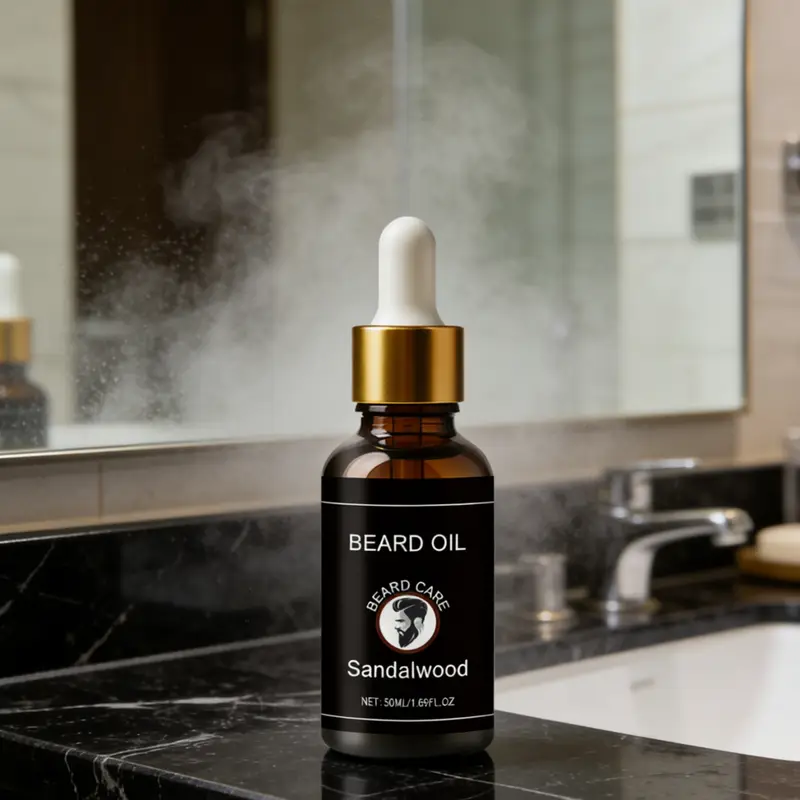 Men's Sandalwood Beard Oil Adds Shine Softening Nourisheing Strengthens Follicles Light Hold Repair Dry Beard Grooming Oil 50ml - Image 5