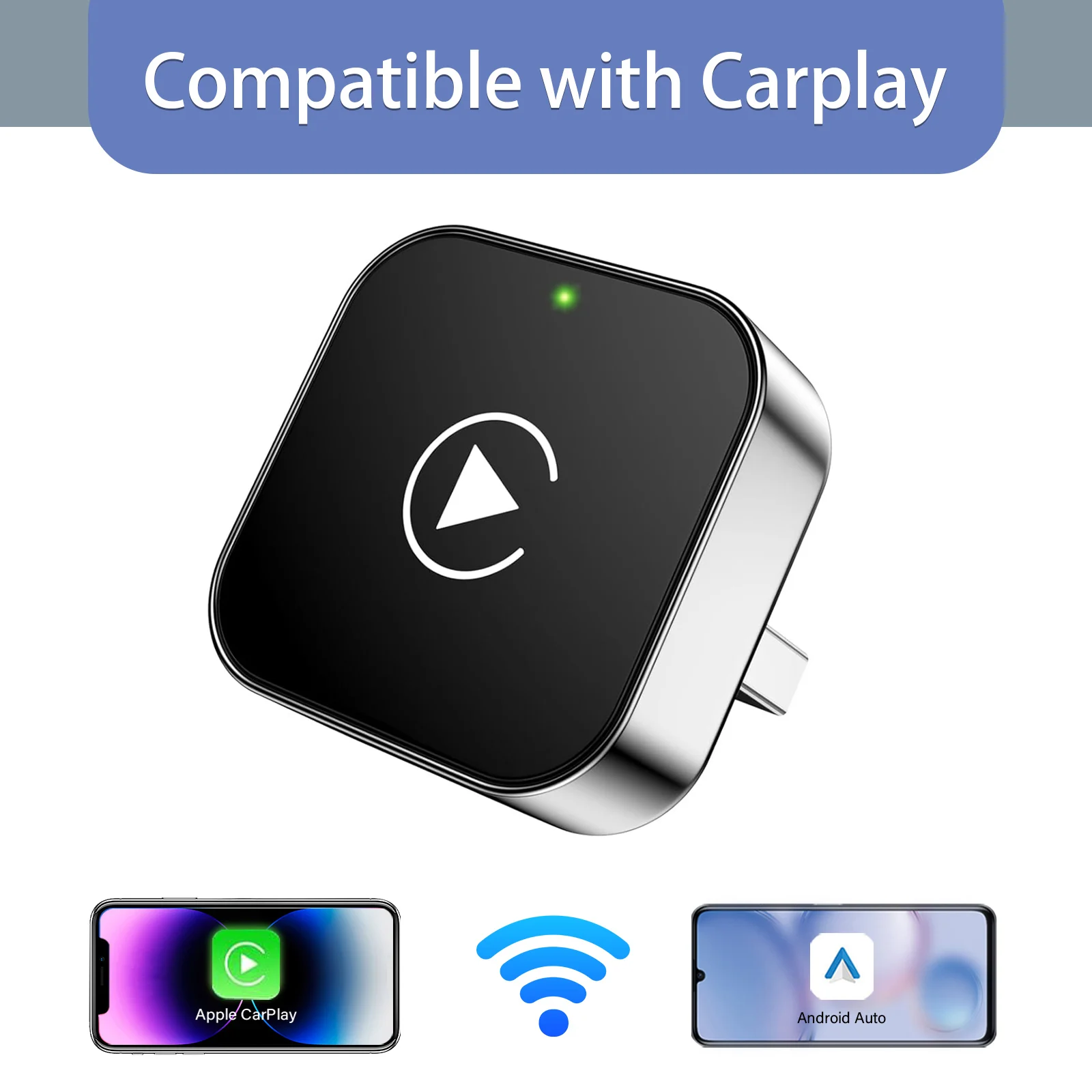 Wireless CarPlay and Android Auto Adapter – Mini Plug & Play USB Dongle