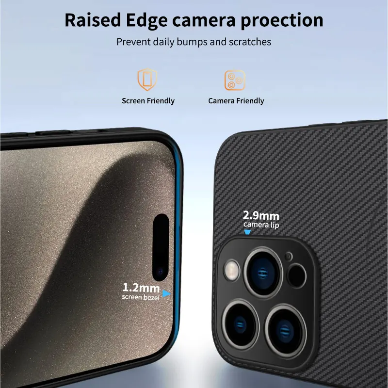 Carbon Fibre Magnetic Shockproof Phone Case with Camera Bumper