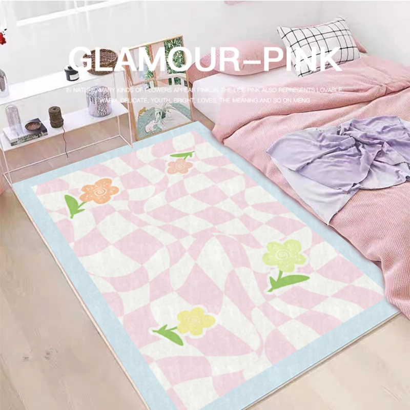 

Cute Girl Bedroom Decor Bedside Plush Carpet Pink Ins Carpets for Living Room Soft Fluffy Floor Mat Washable Non-slip Lounge Rug