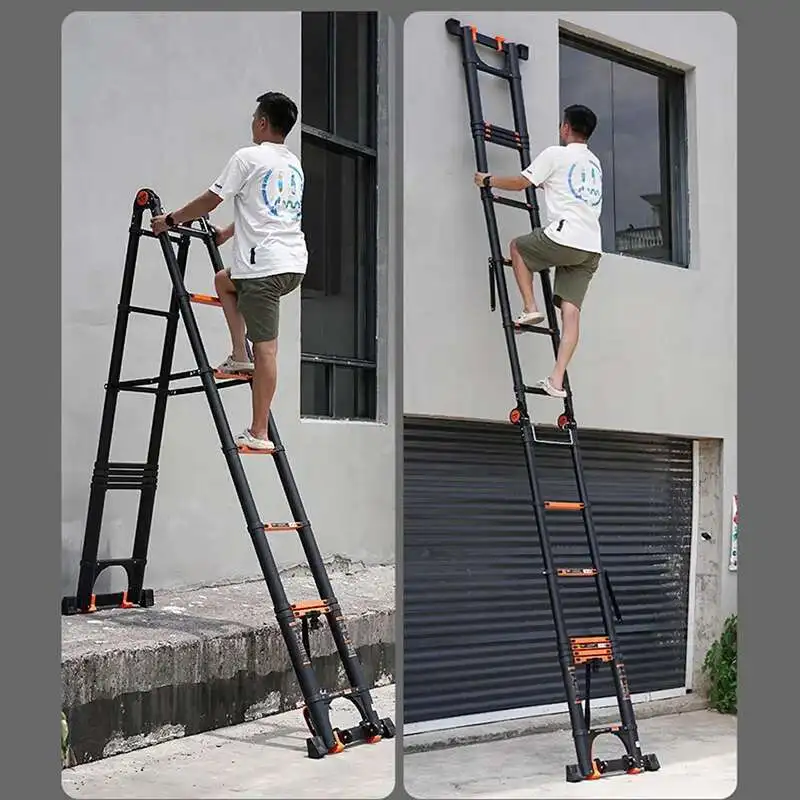 Multifunction Folding Ladder Aluminum Alloy Telescopic Ladder Thickened Herringbone Portable Lift Engineering
