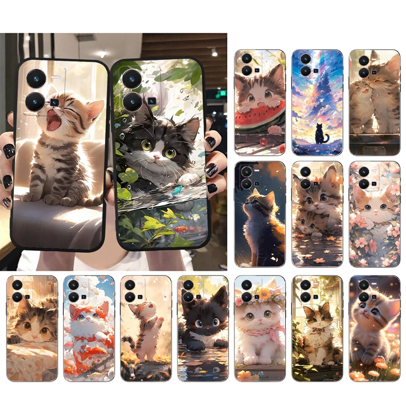 

Cute Cat Phone Case For VIVO Y53S Y33S Y01 Y22S Y31 Y21 Y70 Y21S Y72 Y51 Y35 Y76 V21 V2023 V21E V20 SE