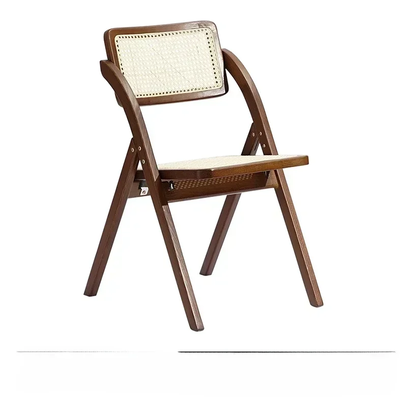 Vintage Rattan Wood Portable Chairs Foldable Dining Chair Modern Armchair Fashion Cadeiras Para Mesa De Jantar Home Furniture