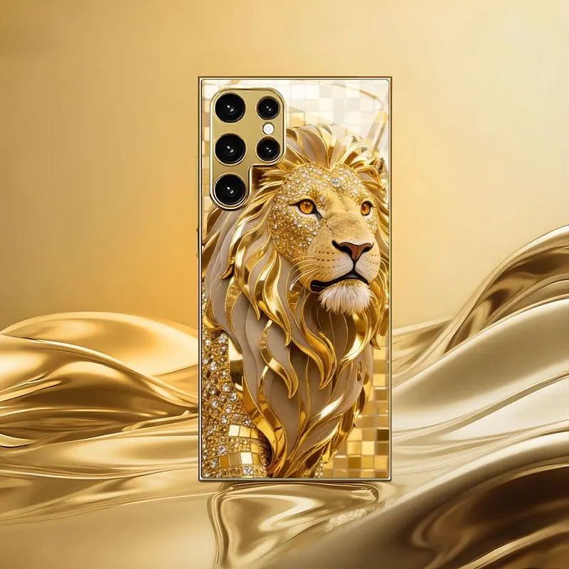 Golden Lion Weiyi Pattern Electroplated Gold Mobile Phone Case