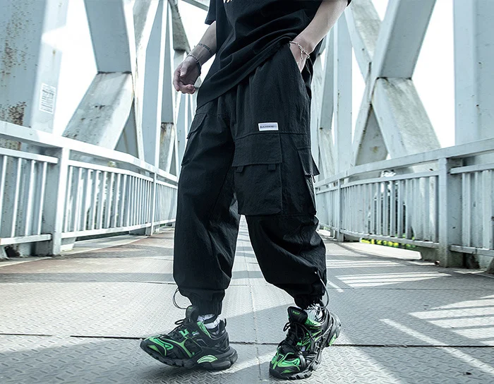 grey cargo pants Hop Hip Cargo Pants Mens 2022SS Functional Loose Joggers Men Trousers Streetwear Multi Pockets Pants Loose Black navy blue cargo pants