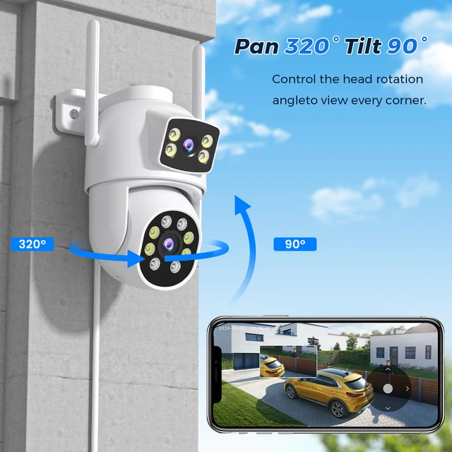 10MP 5K PTZ WiFi IP Camera Security Protection Dual Lens Screen Color Night Vision Auto Track CCTV Surveillance Camera O-KAM Pro 3