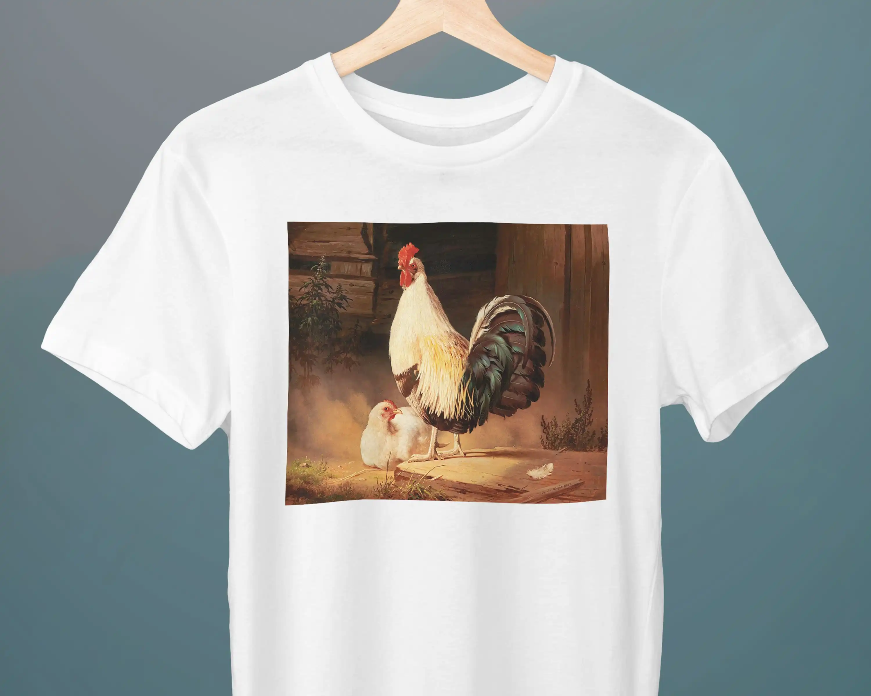 Cock And Hen T-Shirt Unisex Con Pittura And Hen And And Hen