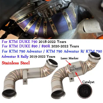 Slip On Motorcycle Exhaust Middle Link Pipe Escape Moto Muffler For KTM DUKE 790 890 Adventure R Rally KTM790 KTM890 2018-2022
