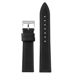Elegant Vintage Retro Genuine Leather Watch Band - Quick Release Wristband Straps - 18mm (Black)