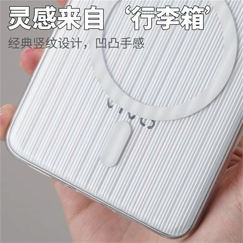 MagSafe-Compatible Magnetic Matte Transparent Luggage Stripe Slim Phone Case Cover Bumper