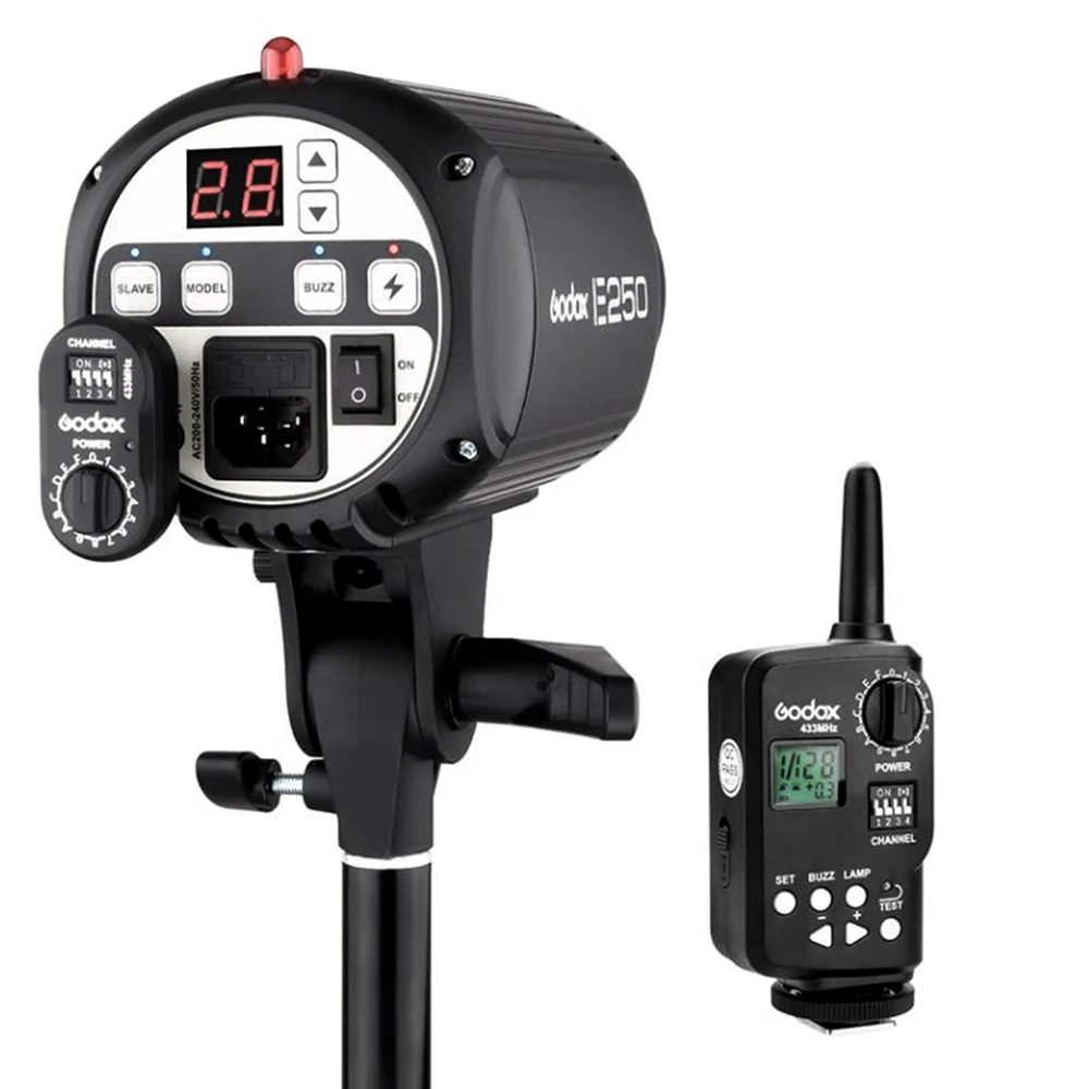 Godox 2x E300 300Ws / E250 250Ws Studio Flash Lighting Kit + 60x90cm Softbox +2m Light Stand + Transmitter Trigger FT-16 Set - Image 2