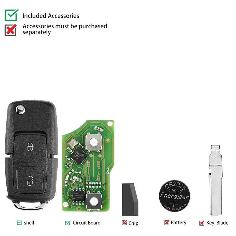 

XKB508EN Wire Universal Remote Key 2 Button Fob For VW B5 Style For Xhorse VVDI Key Tool 5Pcs/Lot