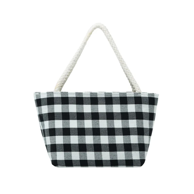 

Women's Hand Bag Small Cloth Bag 2021 New Japanese Cute Portable Lattice All-match Canvas Small Bag Daily Commuter Bag