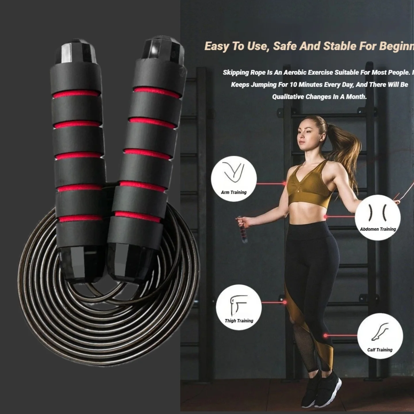 줄넘기 스틸 와이어 스킵핑 운동 조절 가능한 점핑 피트니스 워크아웃 트레이닝 홈 스포츠 장비 엉킴 방지 학생용