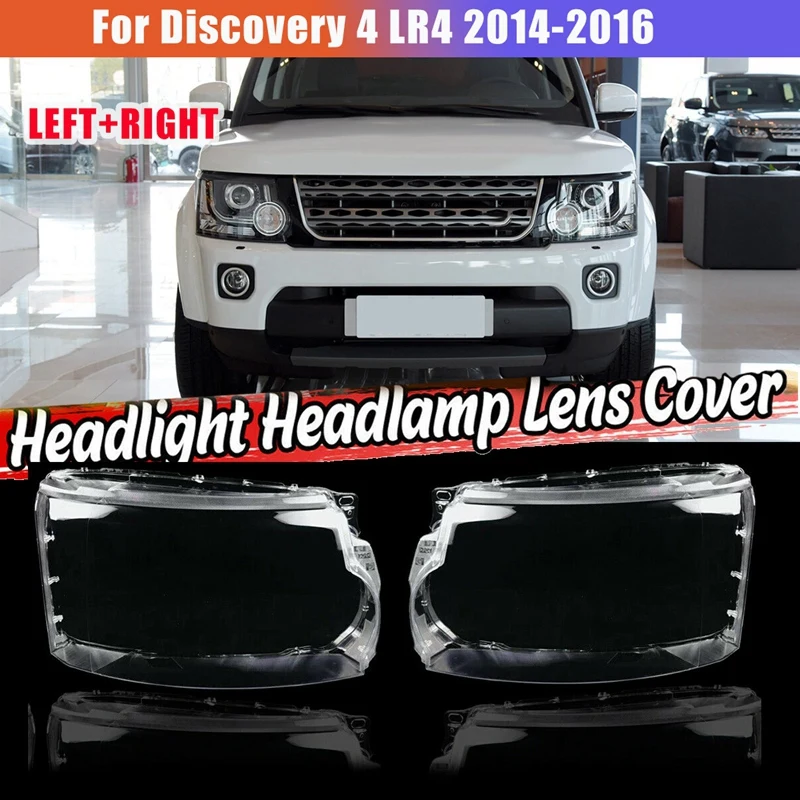

1Pair Left+Right For Land Rover Discovery 4 LR4 2014-16 Car Headlight Lens Cover Head Light Lampshade Front Light Shell